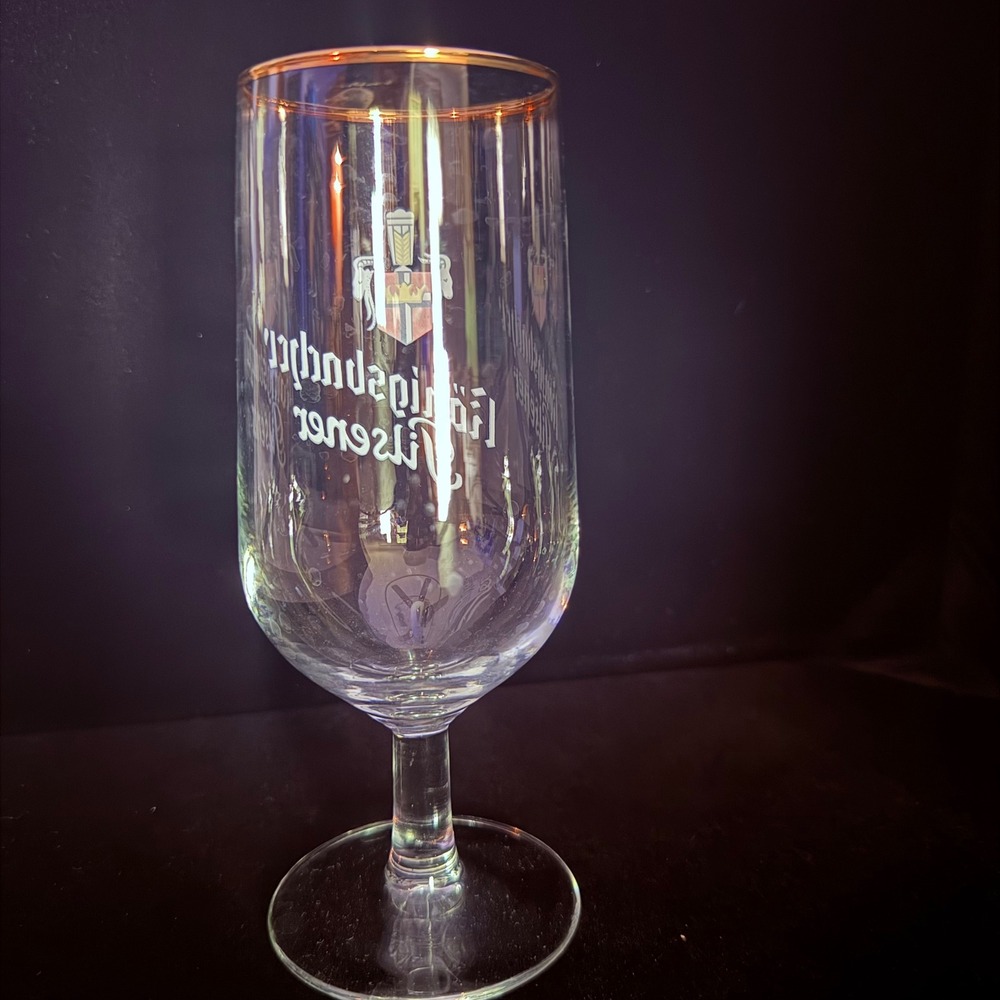 Vintage Königsbacher Pilsener stemmed beer glass with gold rim. - Picture 2 of 2